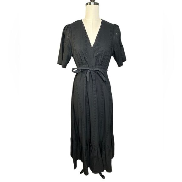 Anthropologie Porridge Black Eyelet Maxi Dress | Size S - Picture 1 of 9